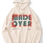 Beige custom hoodie featuring a white ink spray design, tailored by a trusted streetwear hoodie manufacturer.