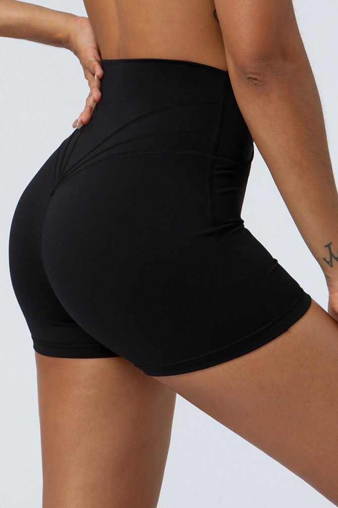 high waist cross waist biker shorts